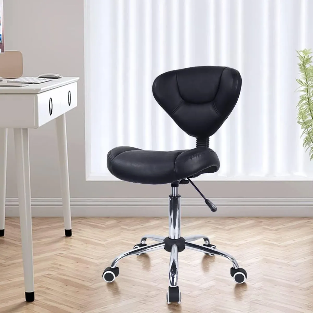 Ergonomic Rolling Stool with Thick Cushion PU - Image 2