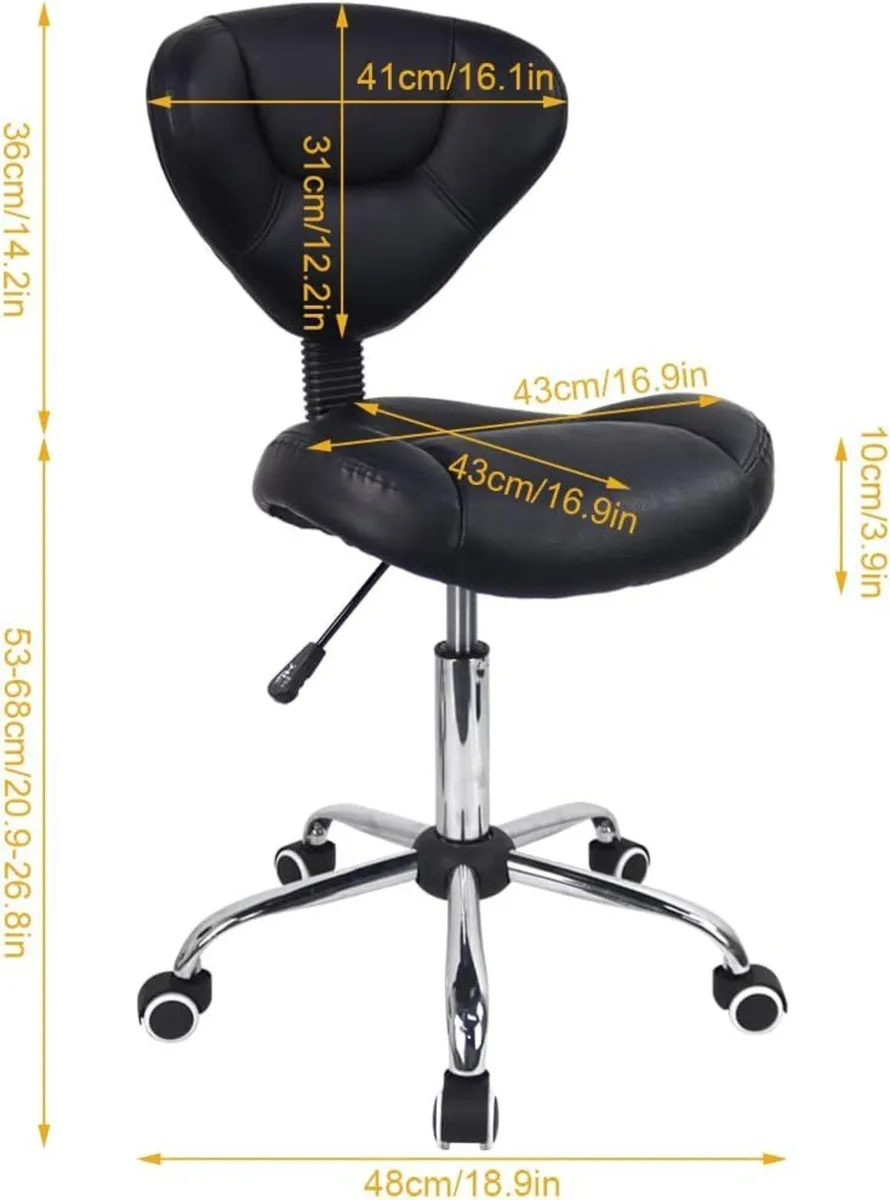 Ergonomic Rolling Stool with Thick Cushion PU - Image 3