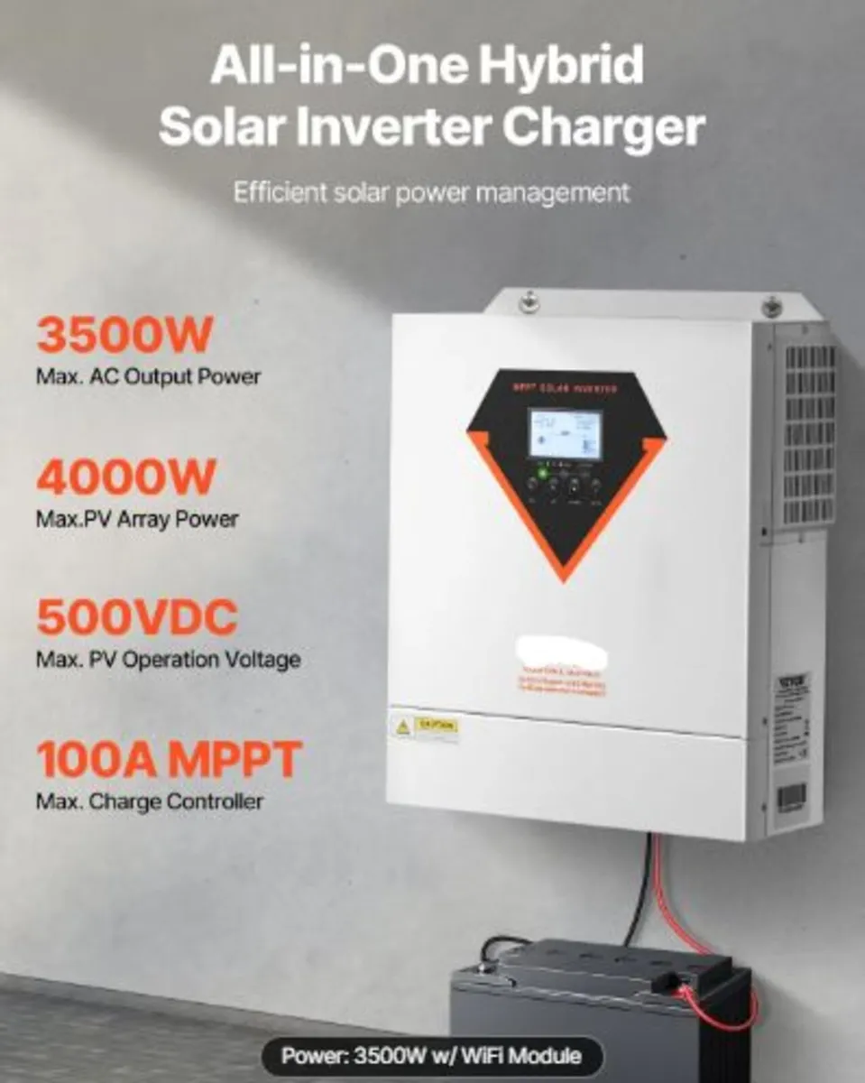 Hybrid Solar Inverter, 3500W,All in One Pure Sine - Image 3