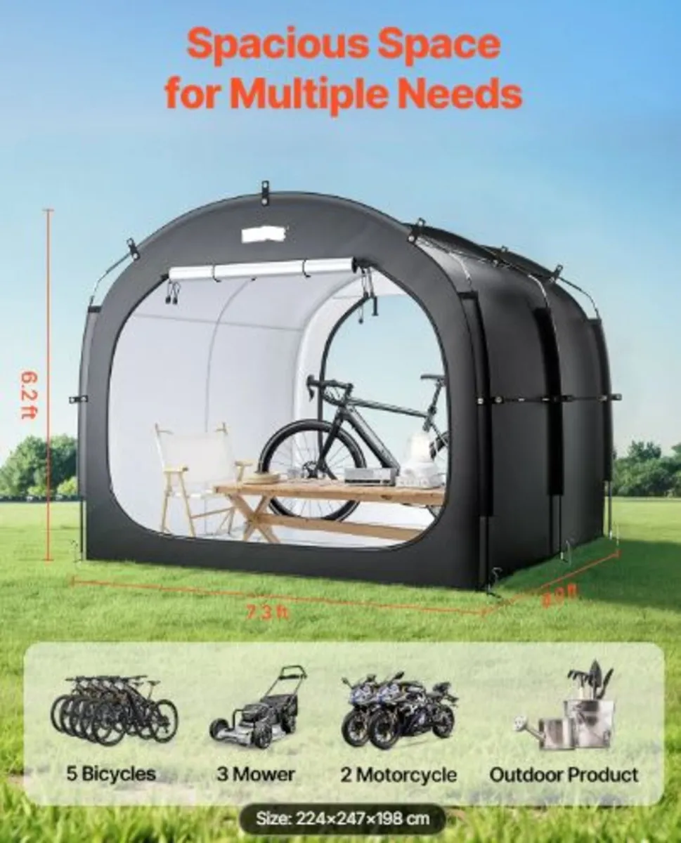 Bike Storage Tent, 5 Bikes, Outdoor Spacious Bike - Image 3