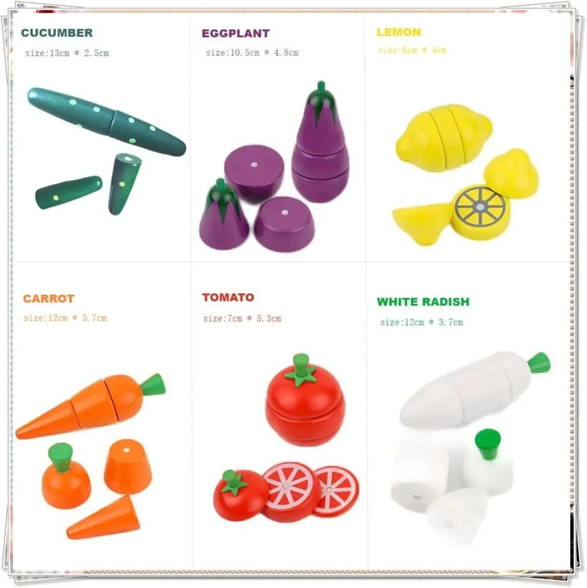 Kids Magnetic Wooden Fruits & Vegetables Toy - Image 3