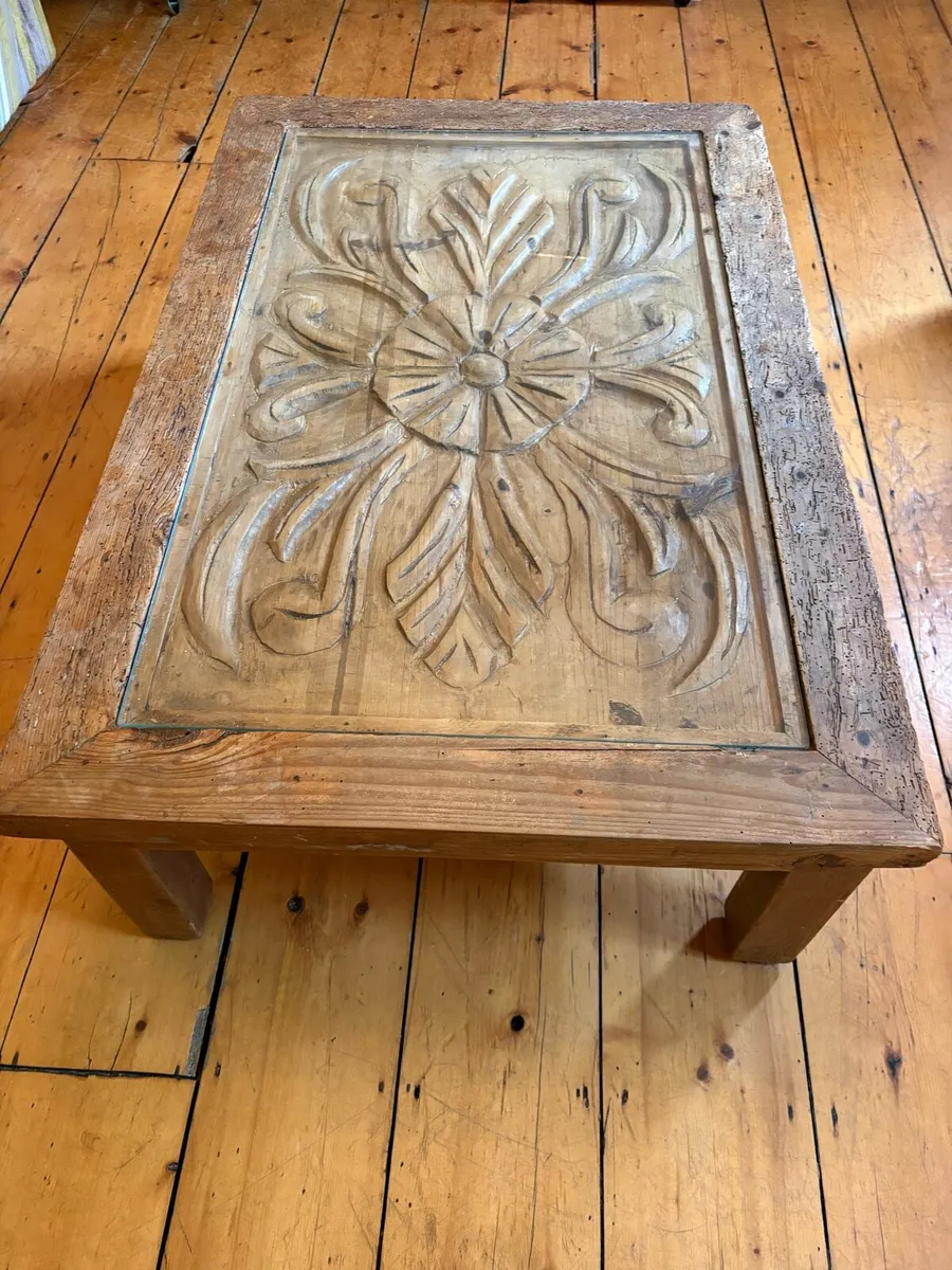 Indonesian Hand-Carved Teak Wood coffee table - Image 1