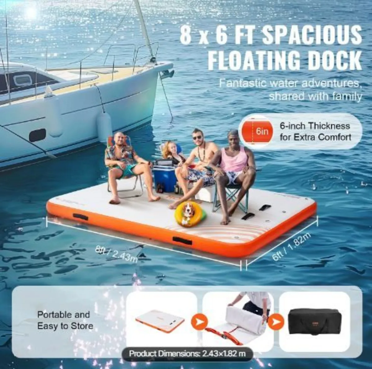 Inflatable Floating Dock, 8 x 6FT - Image 4