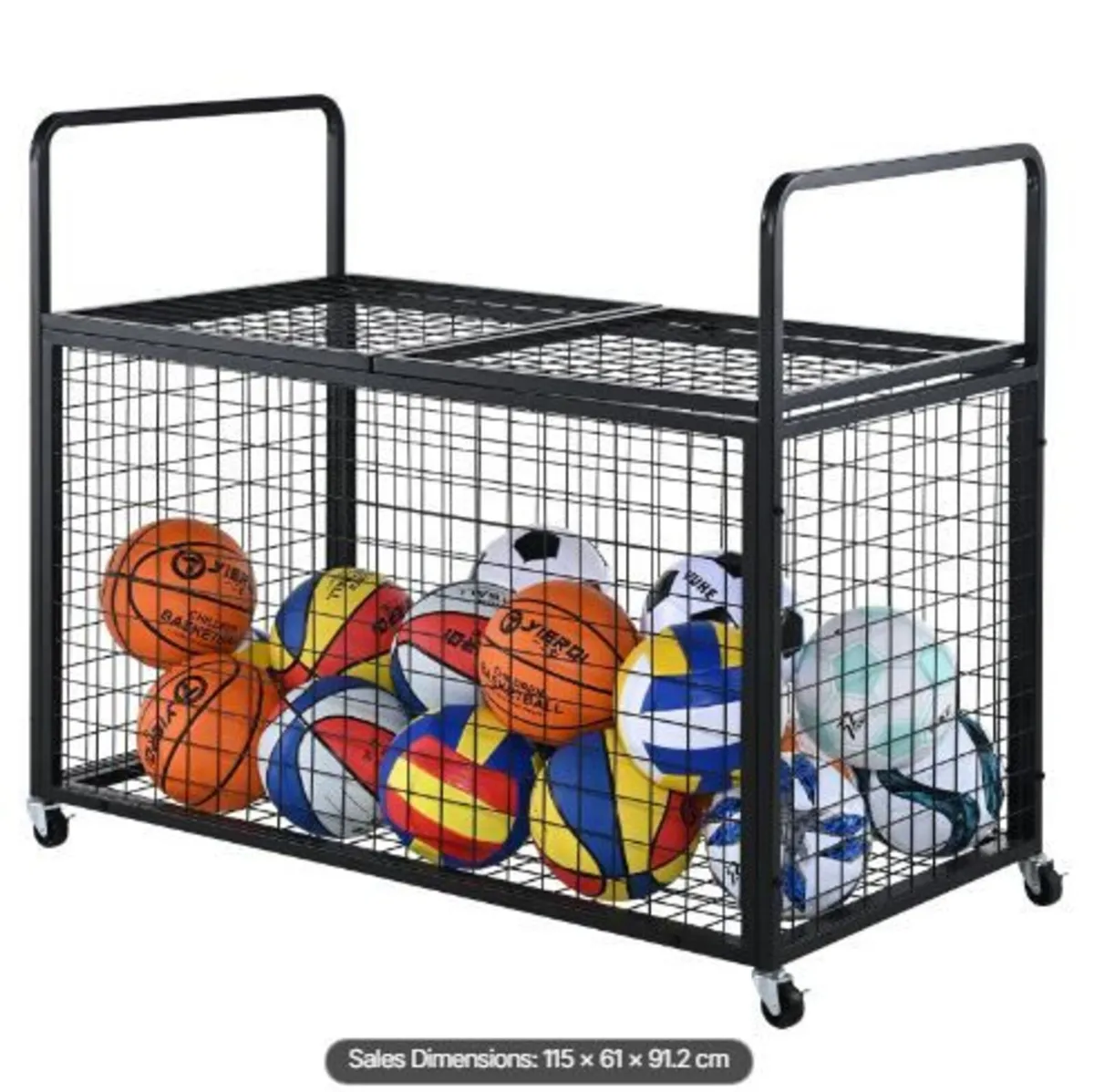 Rolling Sports Ball Storage Cart - Image 1