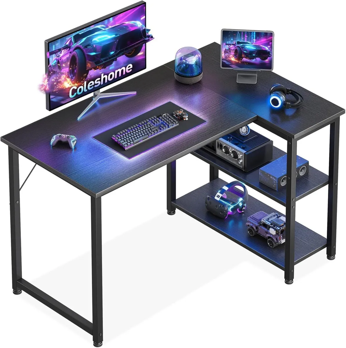 Gaming Desk with Reversible Shelves - Image 1