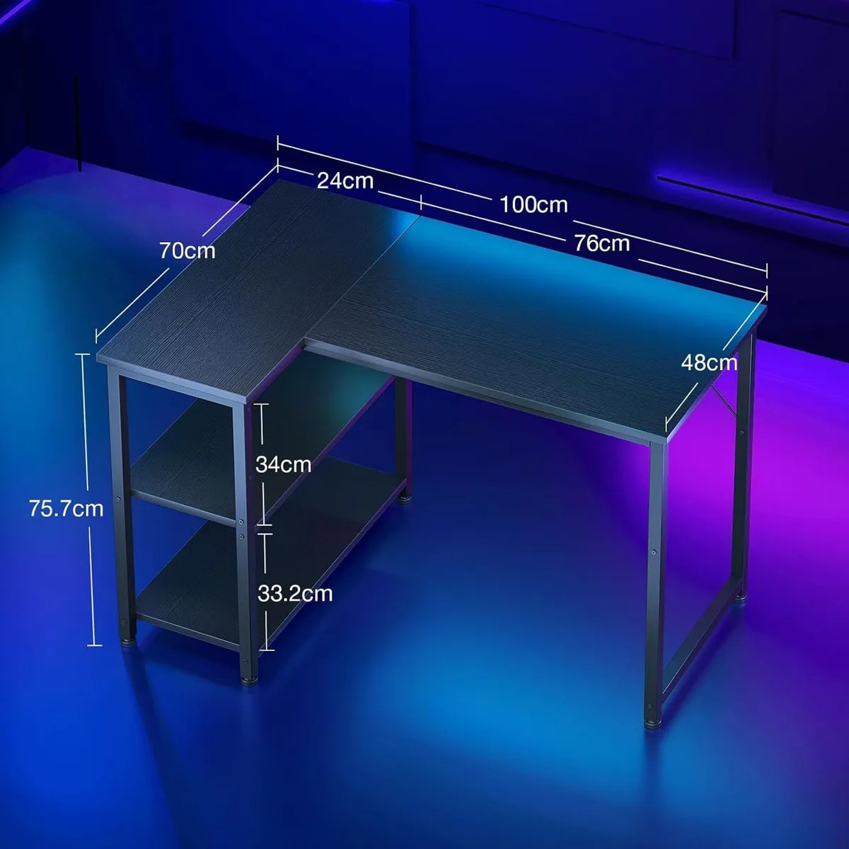 Gaming Desk with Reversible Shelves - Image 3