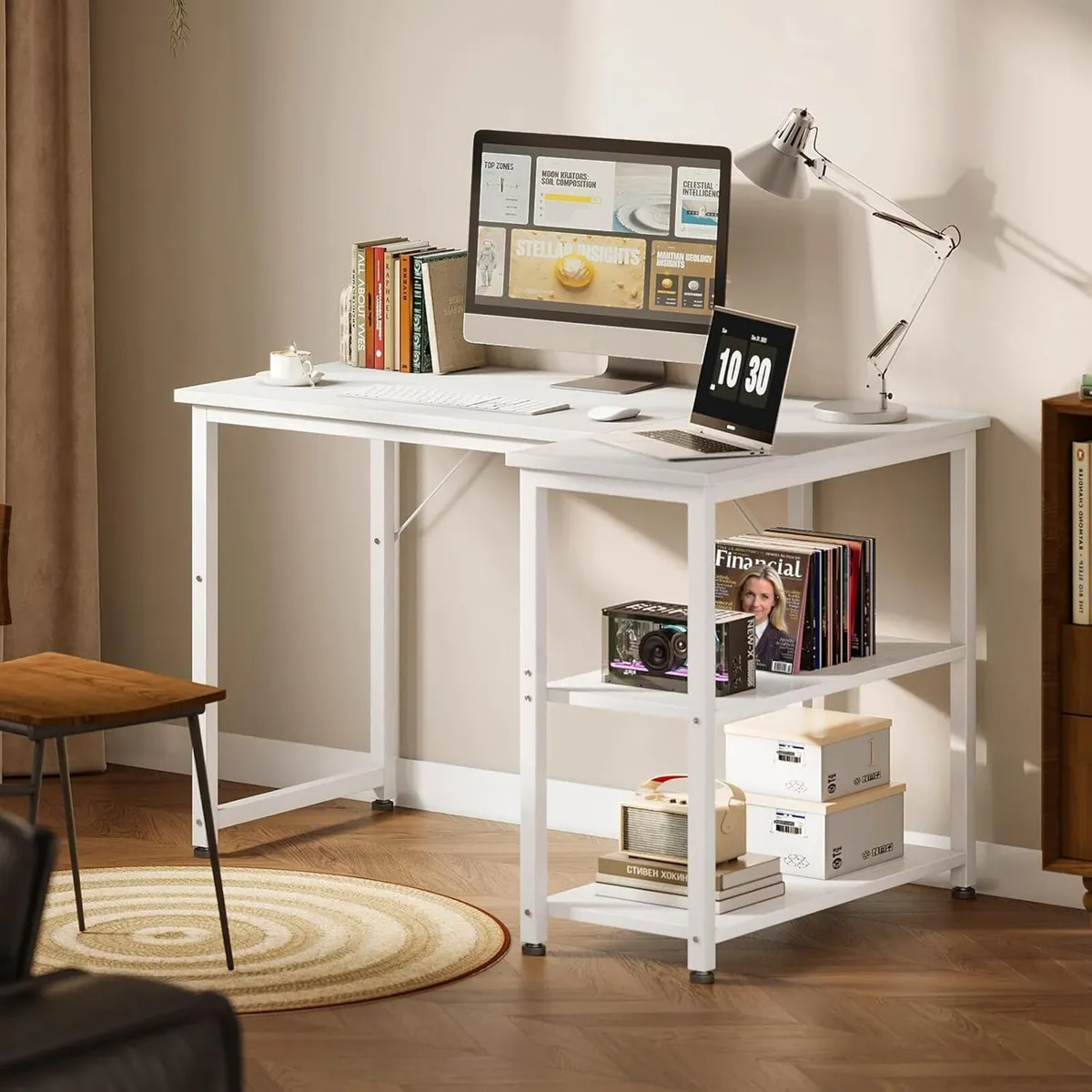 Gaming Desk 100x70CM Corner with Reversible Shelf - Image 2