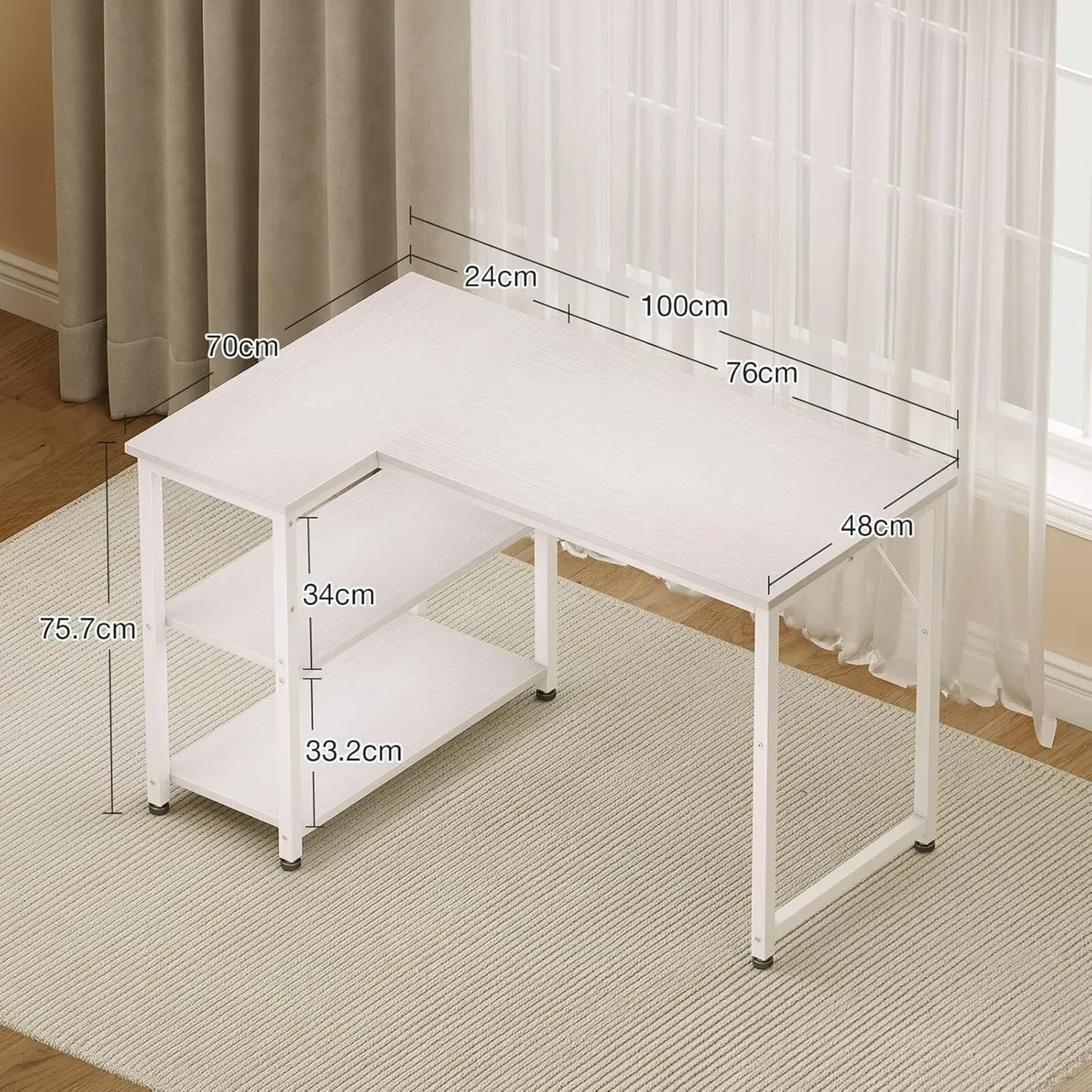 Gaming Desk 100x70CM Corner with Reversible Shelf - Image 3