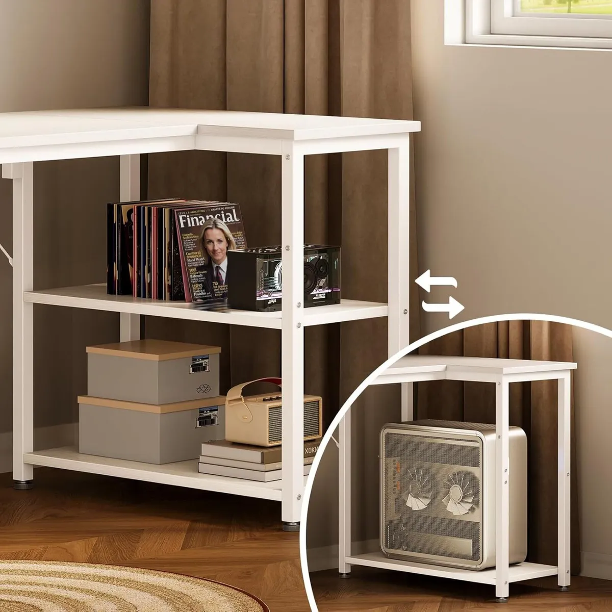 Gaming Desk 100x70CM Corner with Reversible Shelf - Image 4