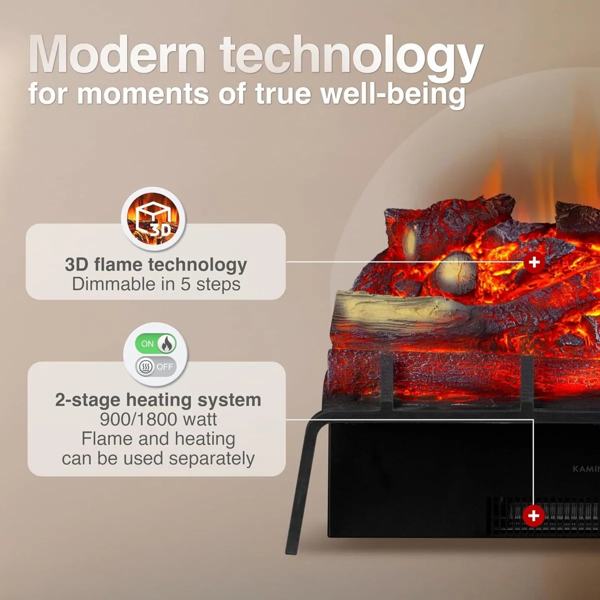 Electric Fireplace Noah Portabel Basket Fire - Image 3
