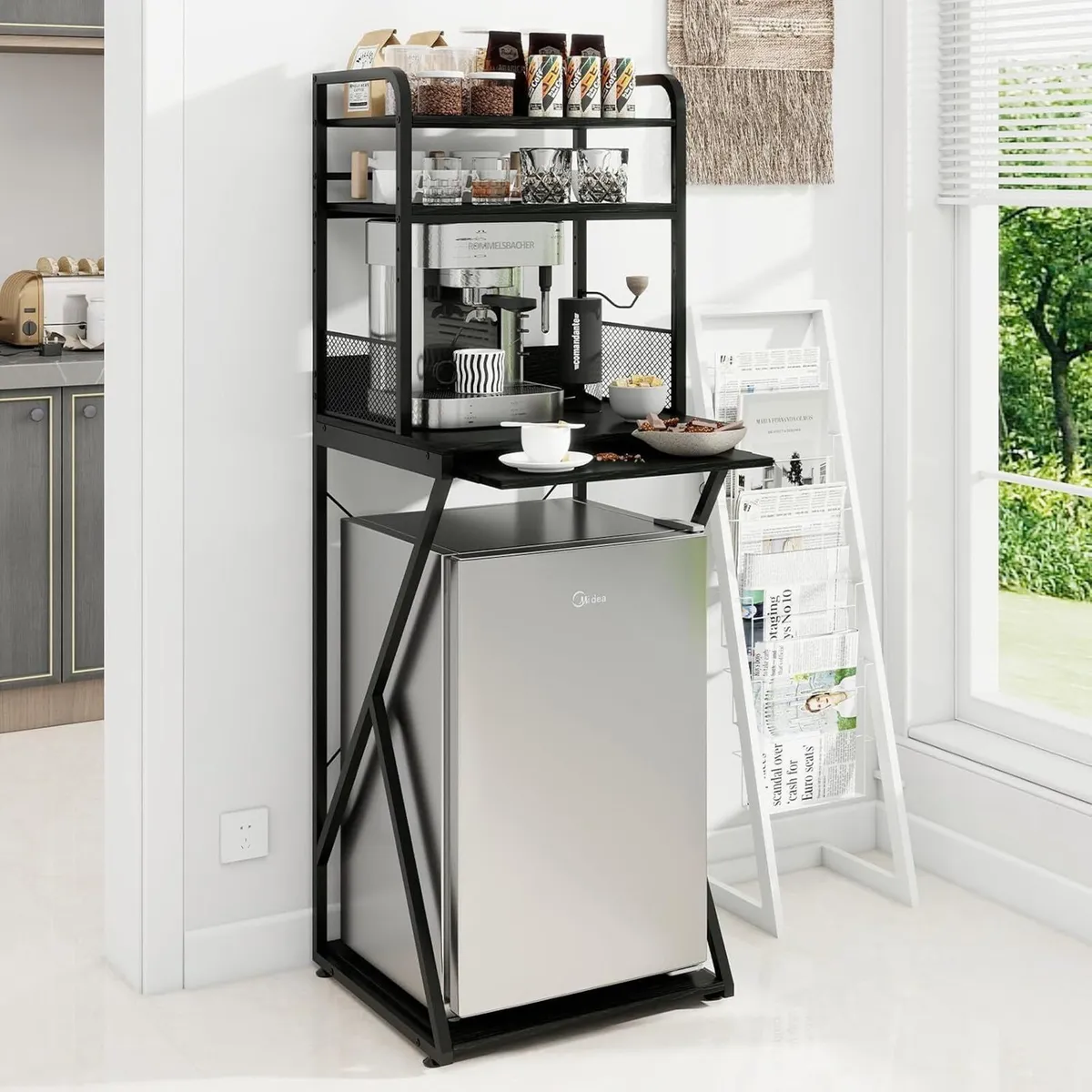 4-Tier Mini Fridge Stand with Space Coffee Bar - Image 1