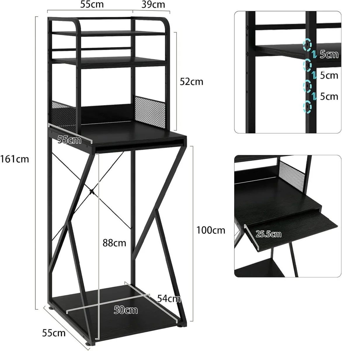 4-Tier Mini Fridge Stand with Space Coffee Bar - Image 2