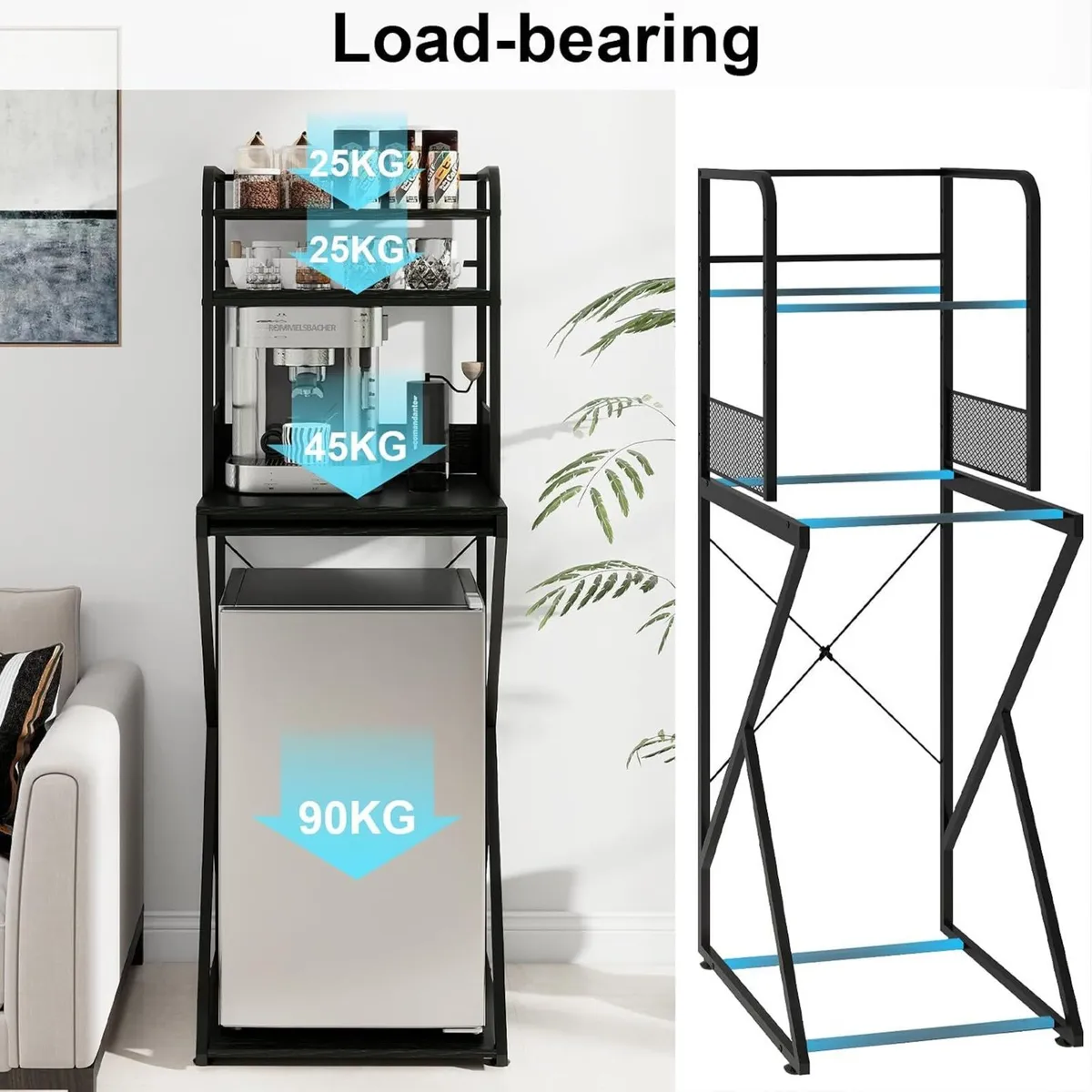 4-Tier Mini Fridge Stand with Space Coffee Bar - Image 3
