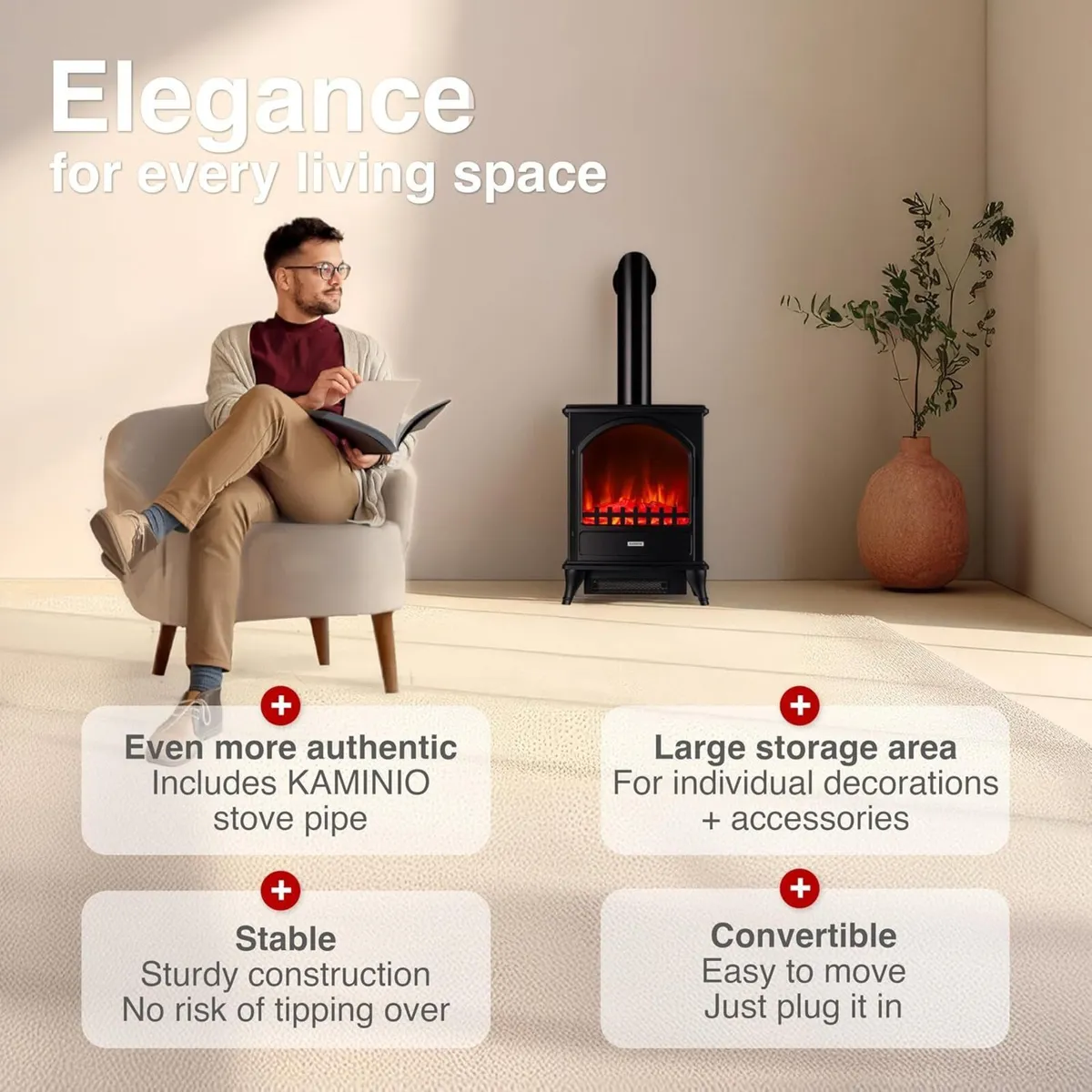 Electric Fireplace Leni with Pipe Electrical - Image 2