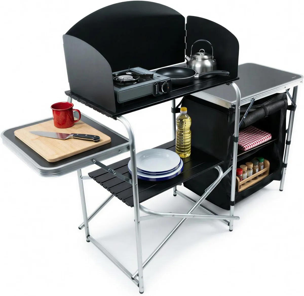 Portable Fold-Up Camping Kitchen with Windscreen - Image 1