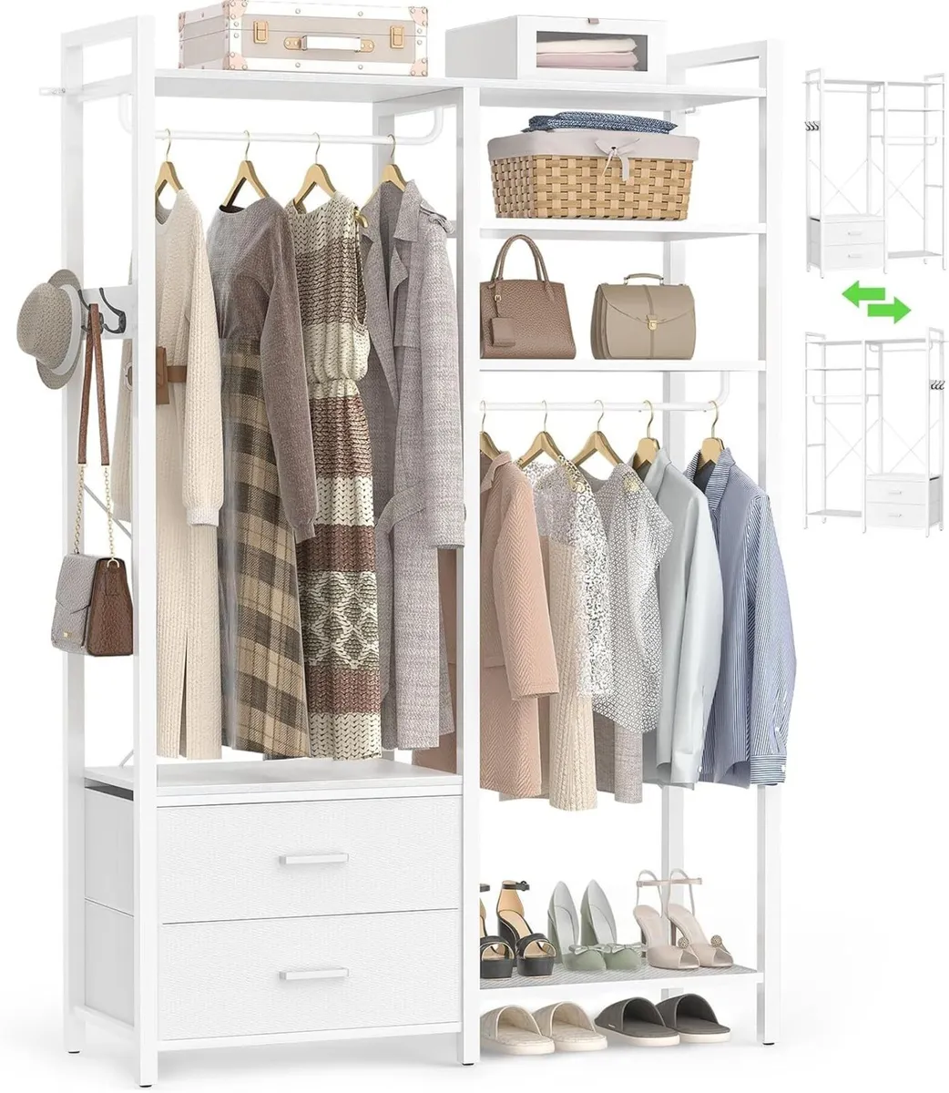 115CM Heavy Duty Clothes Rail with 4 Drawers - Image 1