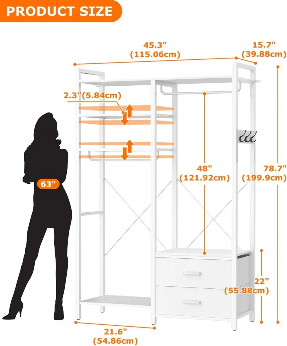 115CM Heavy Duty Clothes Rail with 4 Drawers - Image 2