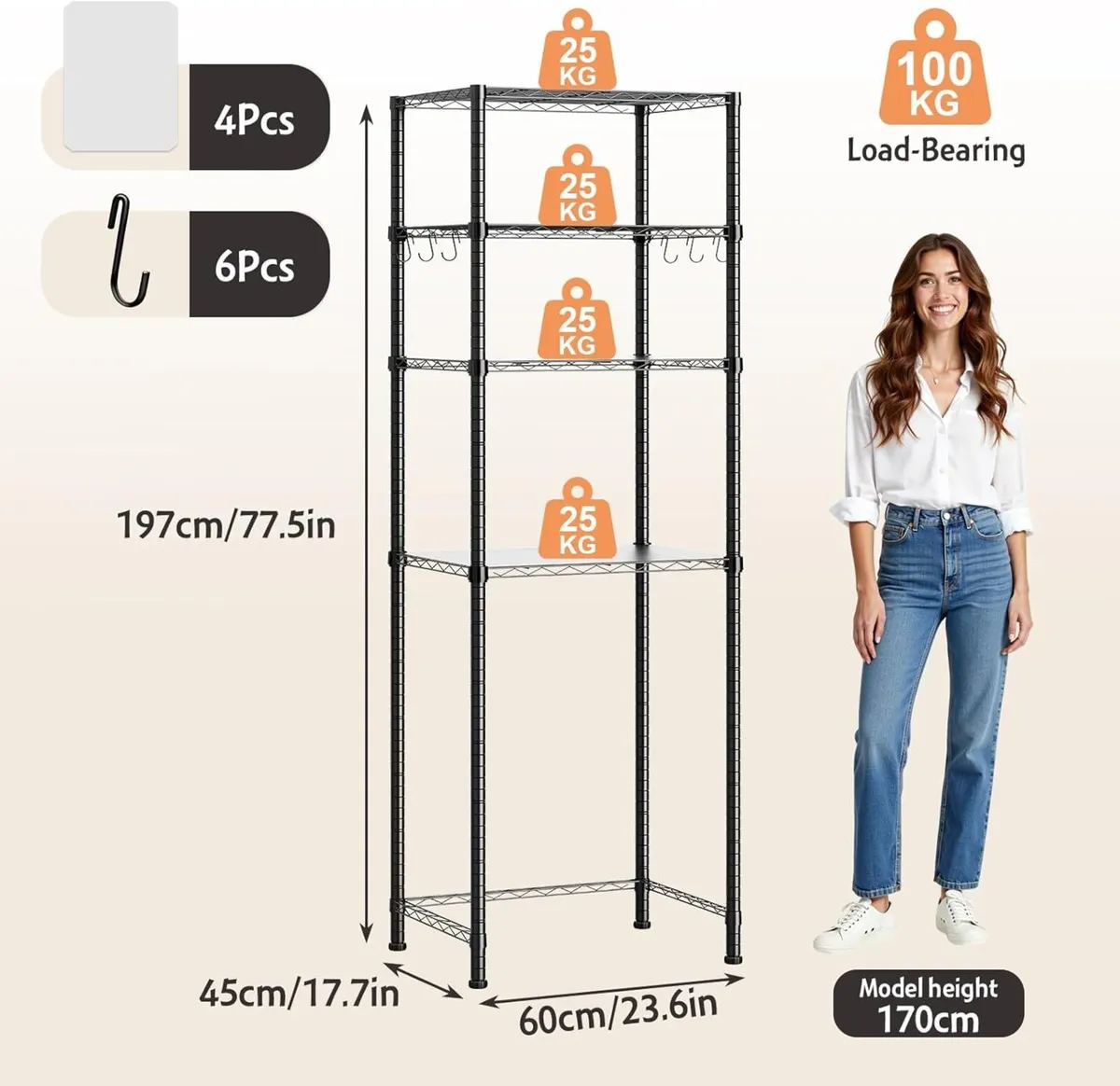 Adjustable 4-Tier Metal Storage Shelf for Mini - Image 3
