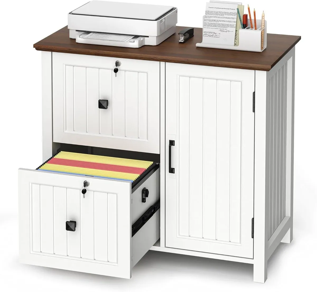 Cabinet Wooden Filing with 2 Lockable Drawers - Image 1