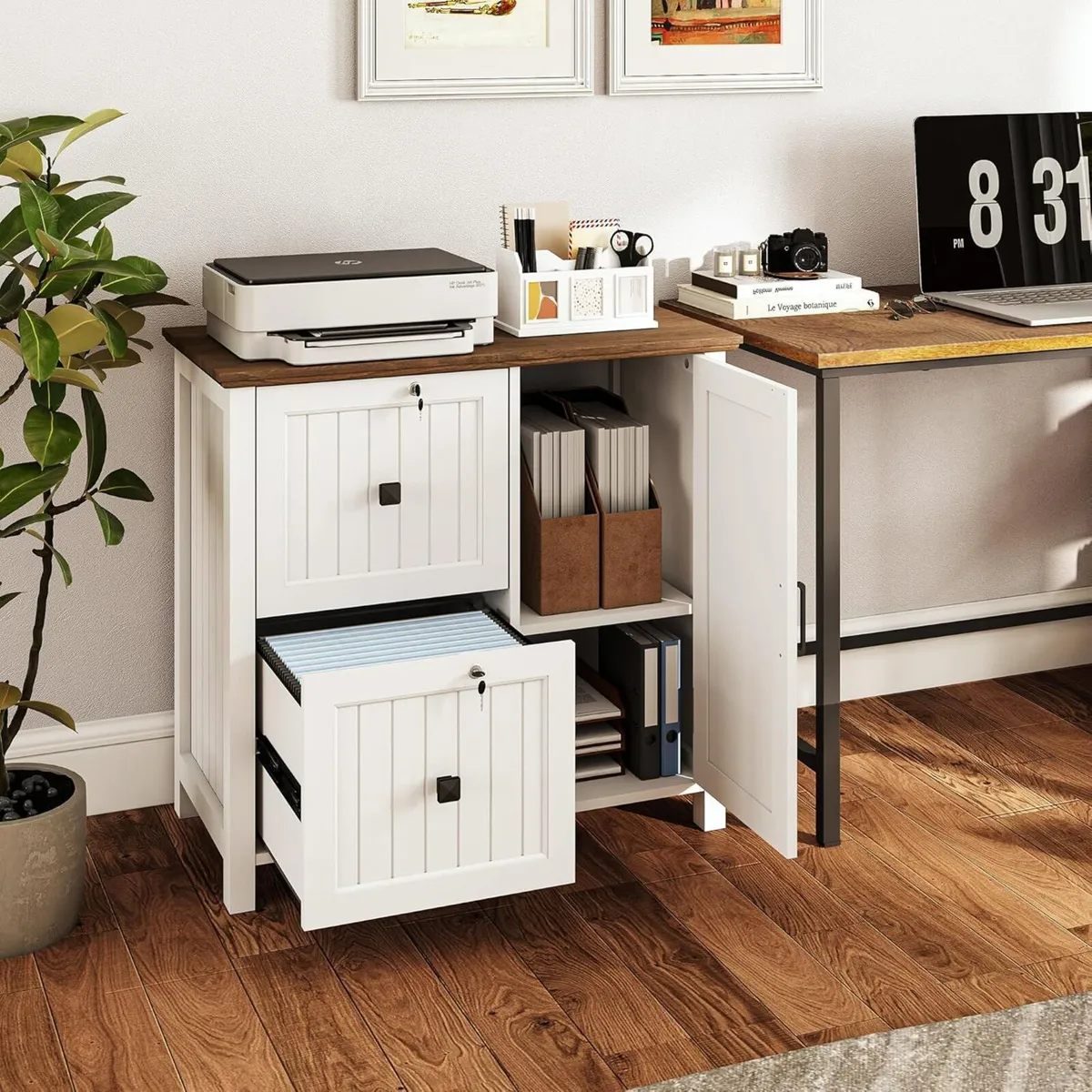 Cabinet Wooden Filing with 2 Lockable Drawers - Image 2