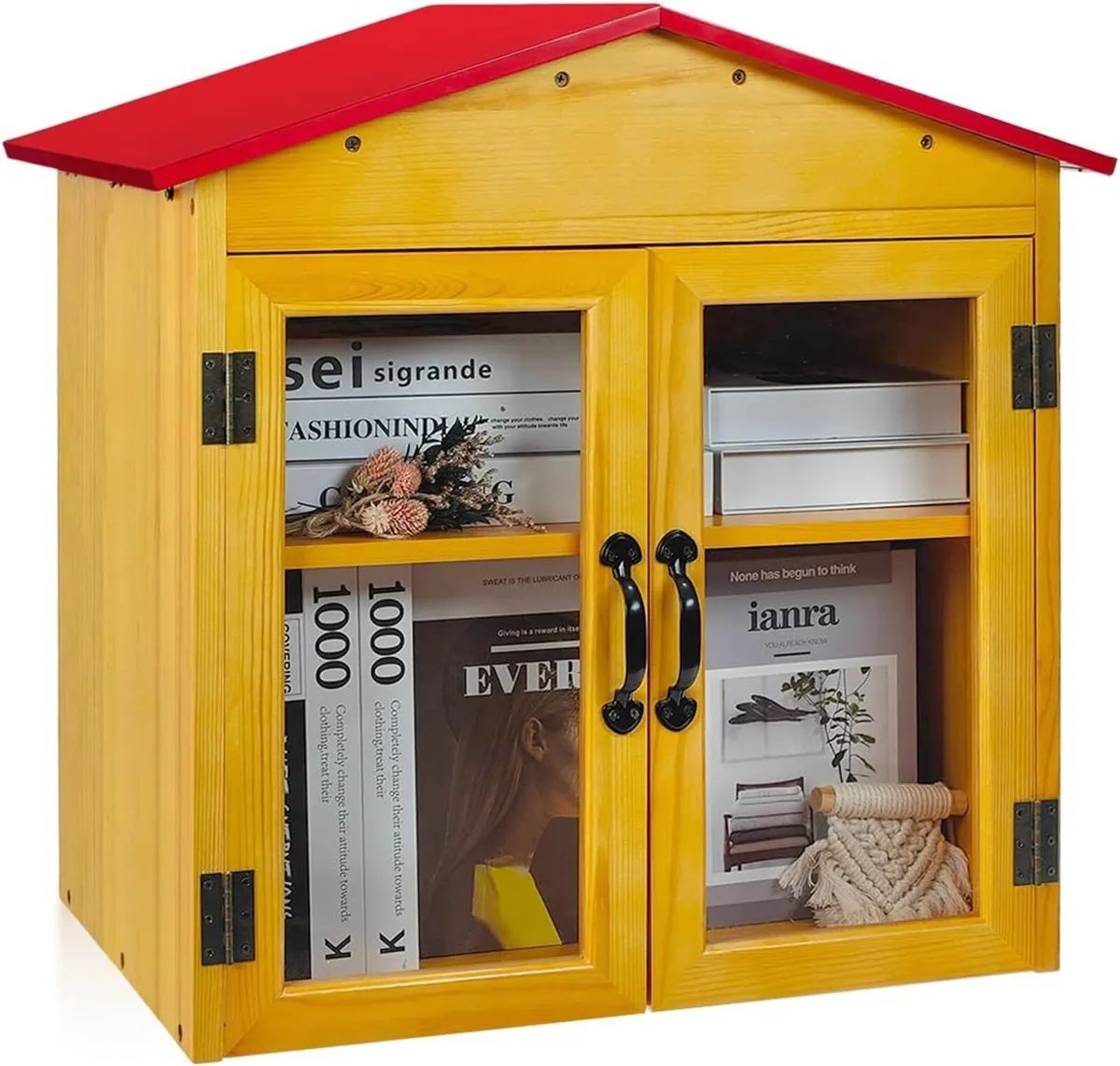 Outdoor Library Box Two Tiered Wooden Pine Cabinet - Image 1