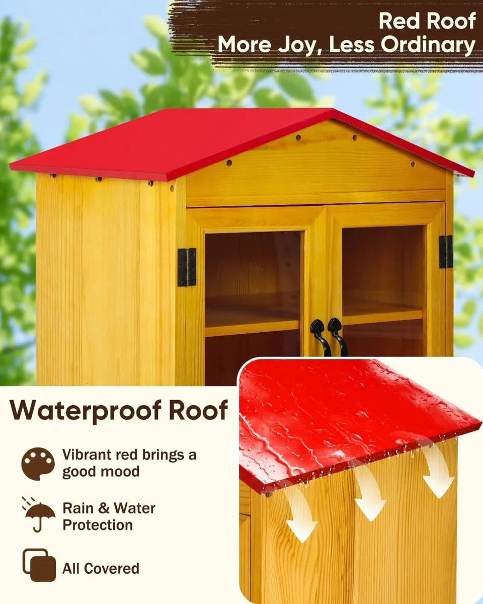 Outdoor Library Box Two Tiered Wooden Pine Cabinet - Image 3