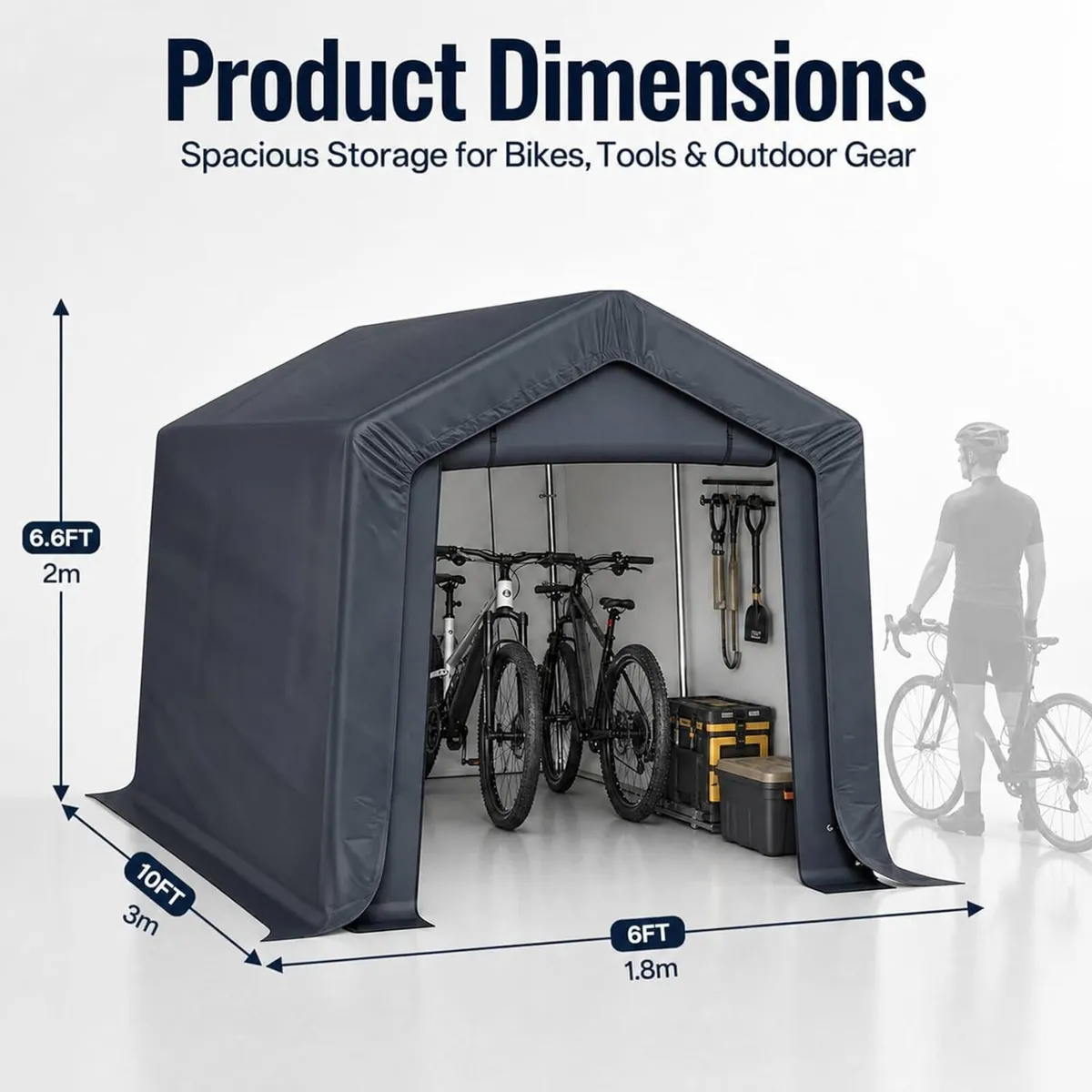 3x2x1.8m Portable Storage Shed with Waterproof - Image 3