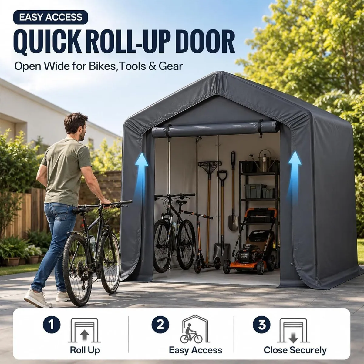3x2x1.8m Portable Storage Shed with Waterproof - Image 4