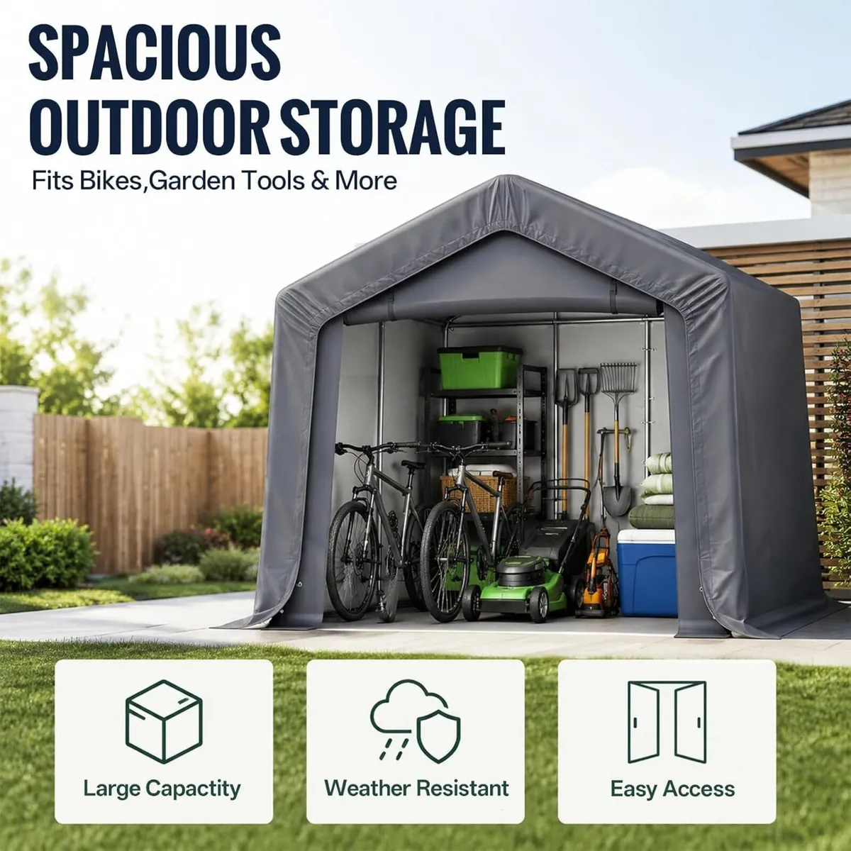 3x2x1.8m Portable Storage Shed with Waterproof - Image 2