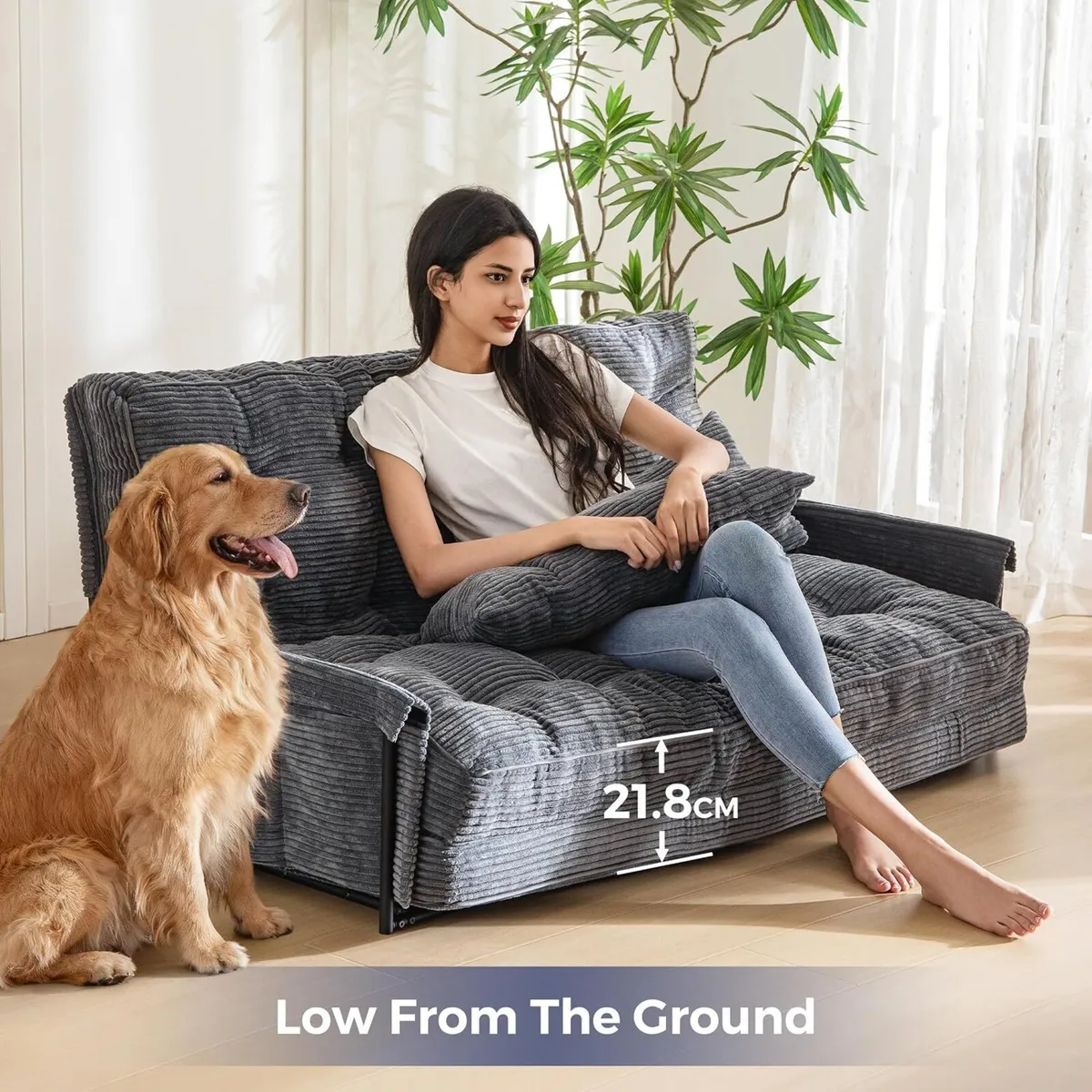 Adjustable Floor Sofa Couch with 2 Pillows - Image 3