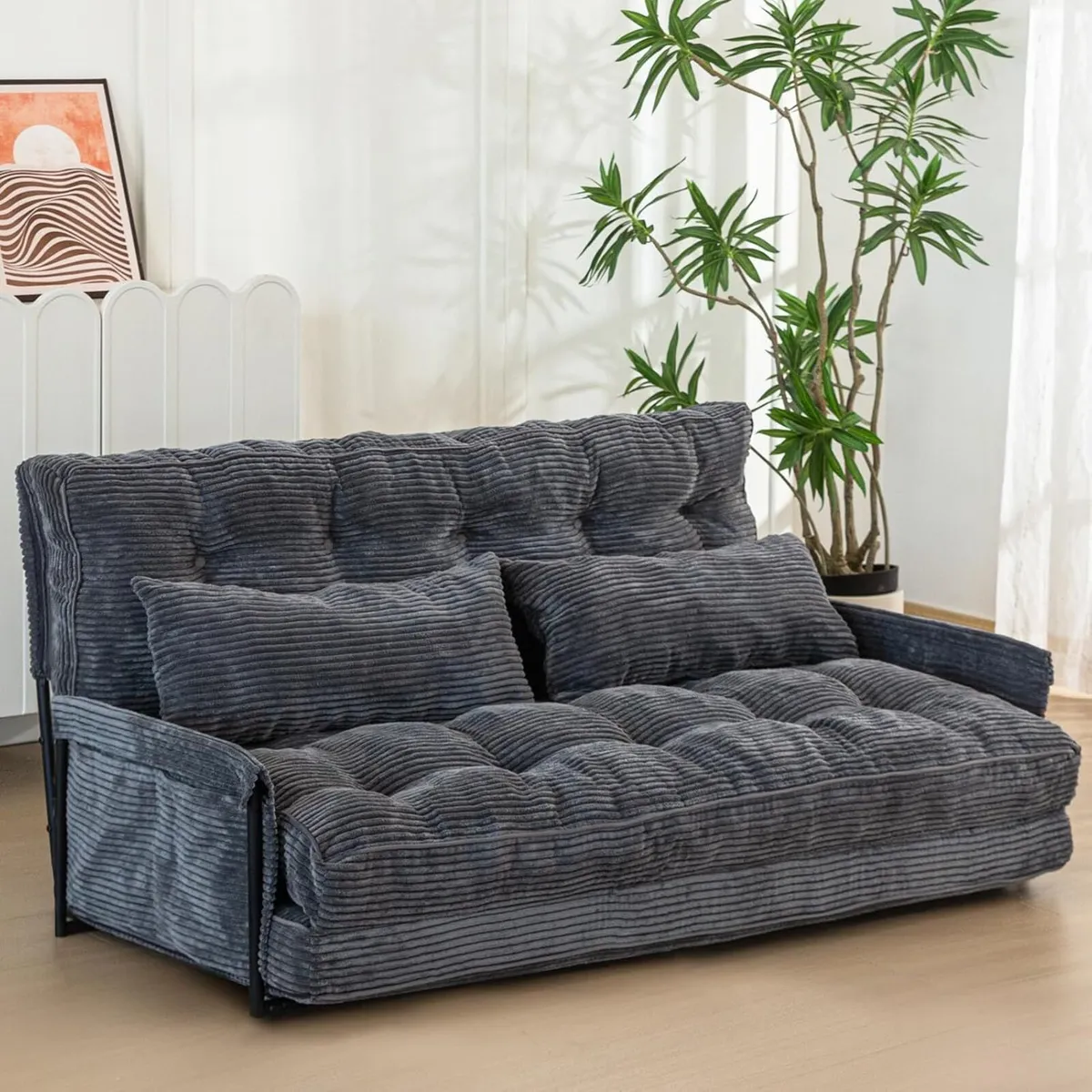 Adjustable Floor Sofa Couch with 2 Pillows - Image 1