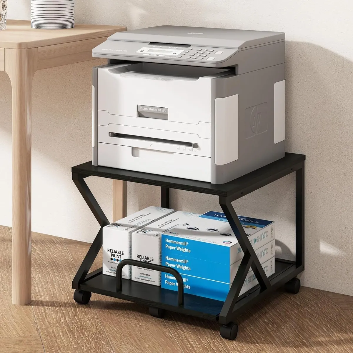 50x50CM 2-Tier Printer Stand with Pull Out Shelf - Image 1