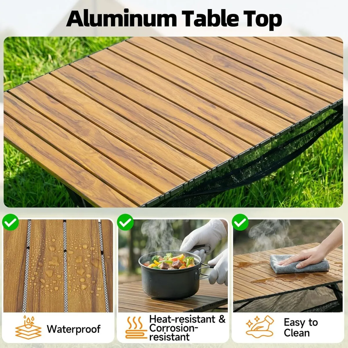 Folding Camping Table 120x70x70CM Large Roll Up - Image 3