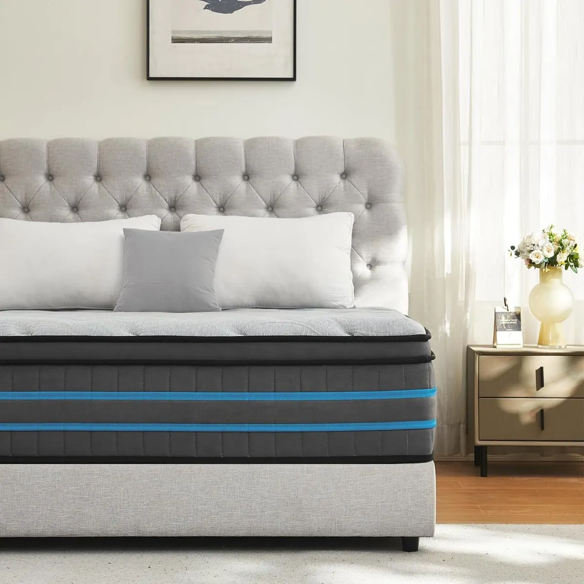 Mattress 135x190x28CM Hybrid Pocket Sprung Med - Image 1