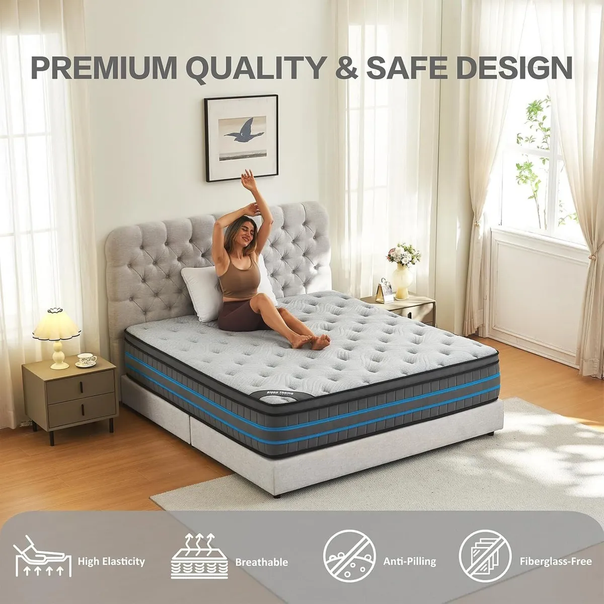 Mattress 135x190x28CM Hybrid Pocket Sprung Med - Image 2