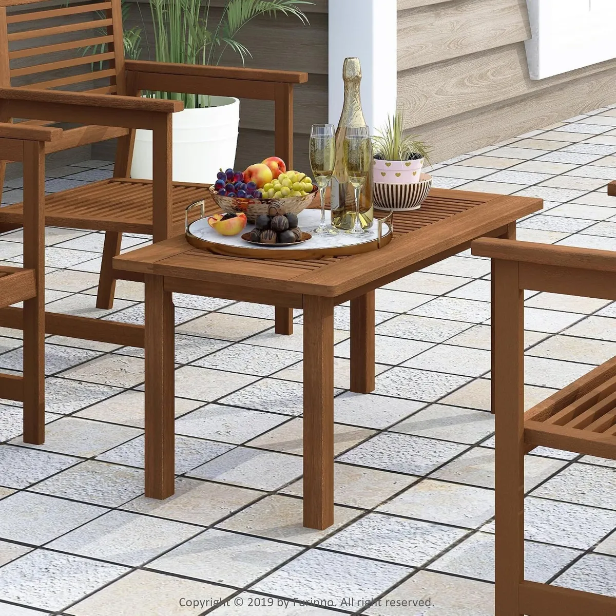 Patio Table Outdoor Side Coffee in Teak Oil - Image 3