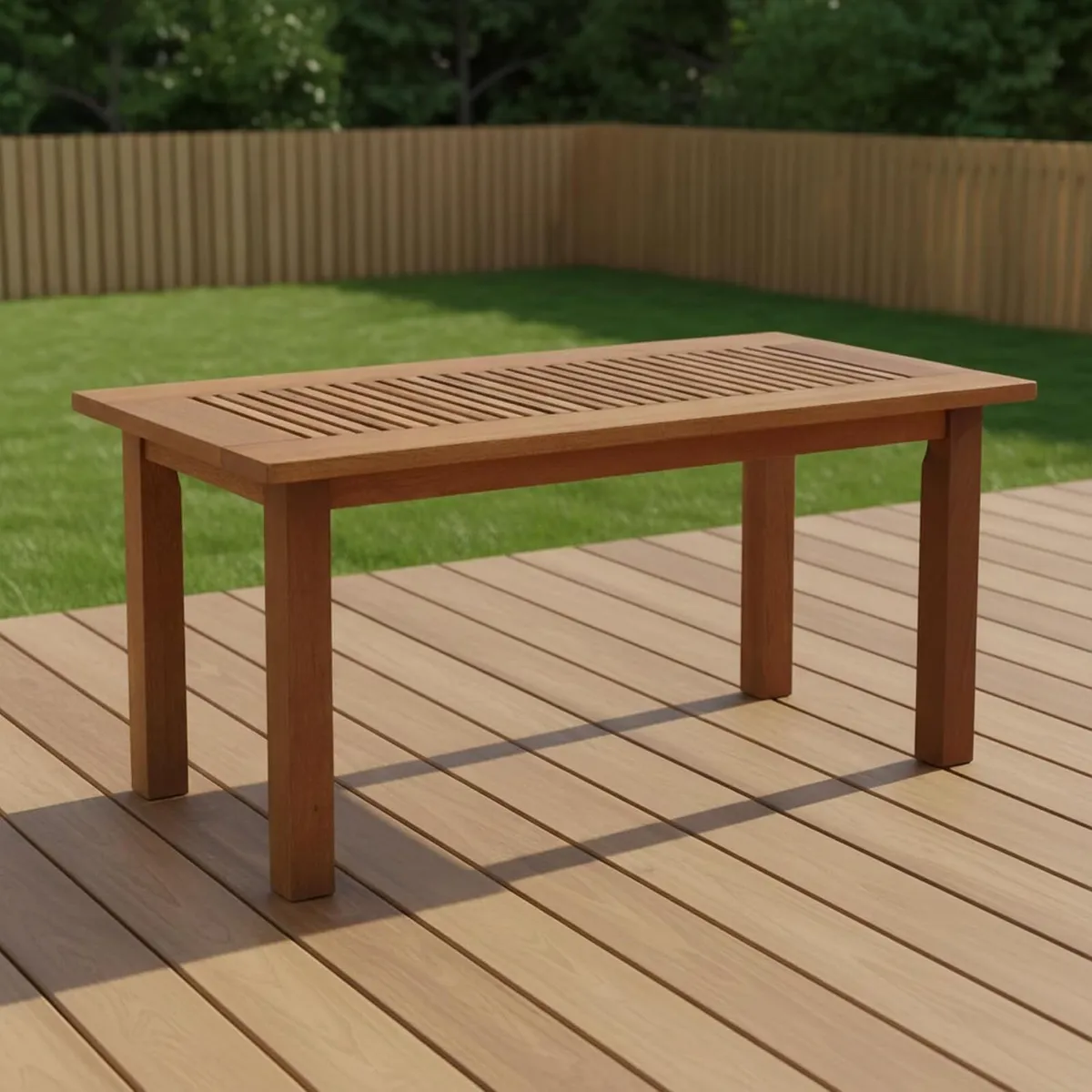 Patio Table Outdoor Side Coffee in Teak Oil - Image 1