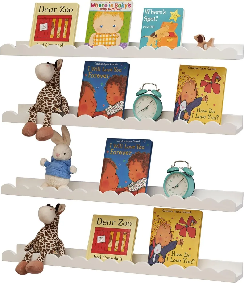 Floating Bookshelf Scalloped Nursery Book Shelves - Image 1