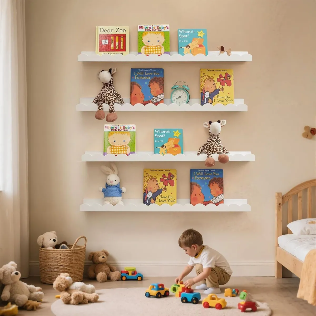Floating Bookshelf Scalloped Nursery Book Shelves - Image 2