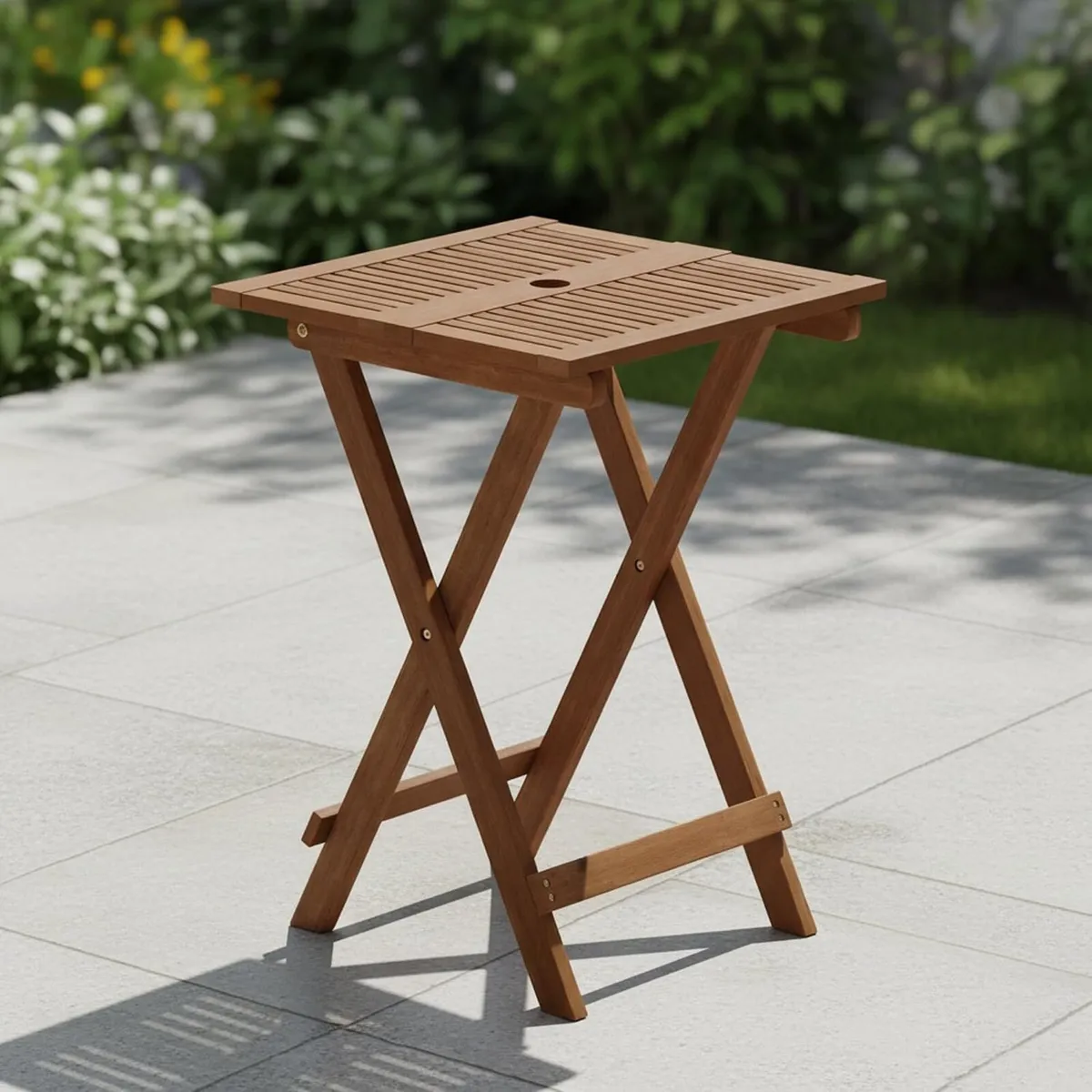 Patio Table Folding Outdoor Side Coffee in Teak - Image 1