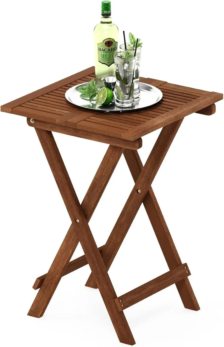 Patio Table Folding Outdoor Side Coffee in Teak - Image 4