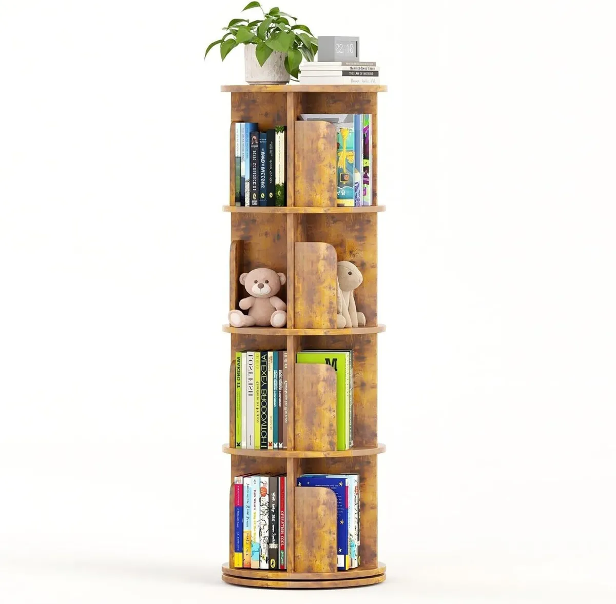 4-Tier Rotating Kids Bookshelf Wooden Small Corner - Image 1