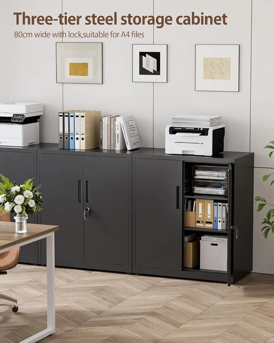 Steel Storage Cabinet 3-Tier Lockable - Image 3