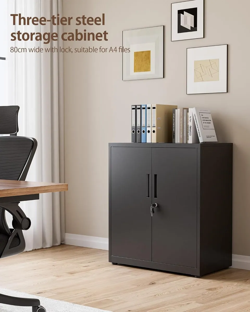 Steel Storage Cabinet 3-Tier Lockable - Image 4
