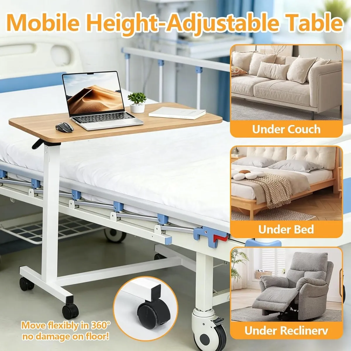 Table Adjustable Height Hospital Bed - Image 4
