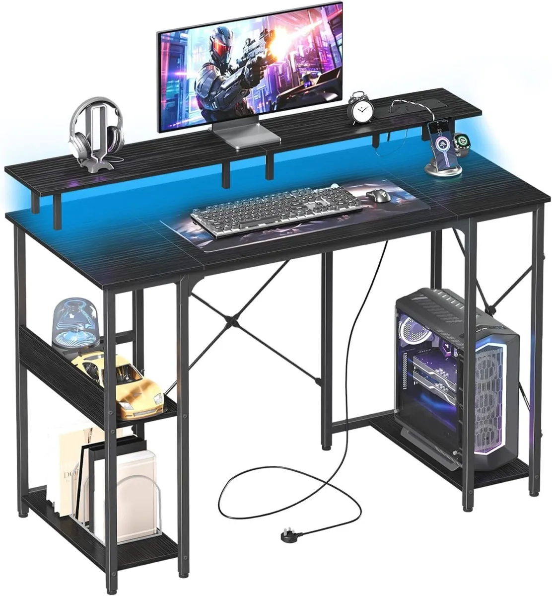 Gaming Desk with LED Light Power Outlets 100 - Image 1