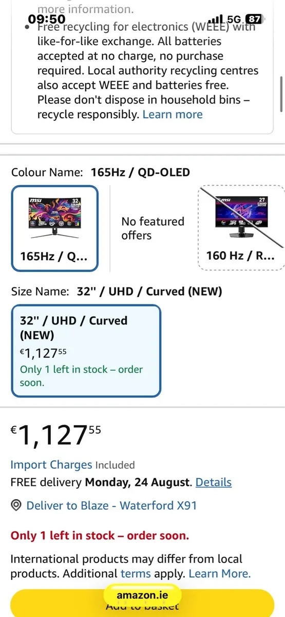MSI MAG321 CUP QD-OLED 32” UHD Curved game monitor - Image 2