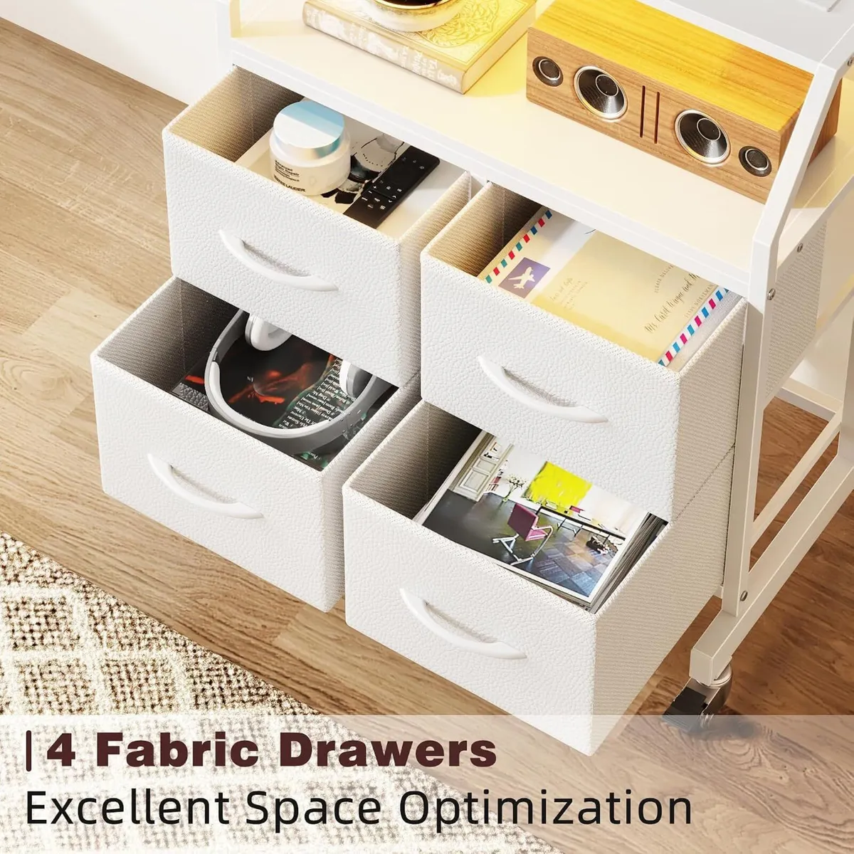 LED Rolling TV Stand on Wheels with Mount - Image 2