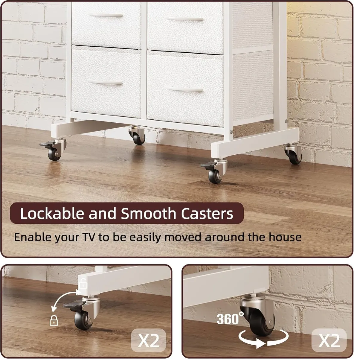 LED Rolling TV Stand on Wheels with Mount - Image 3