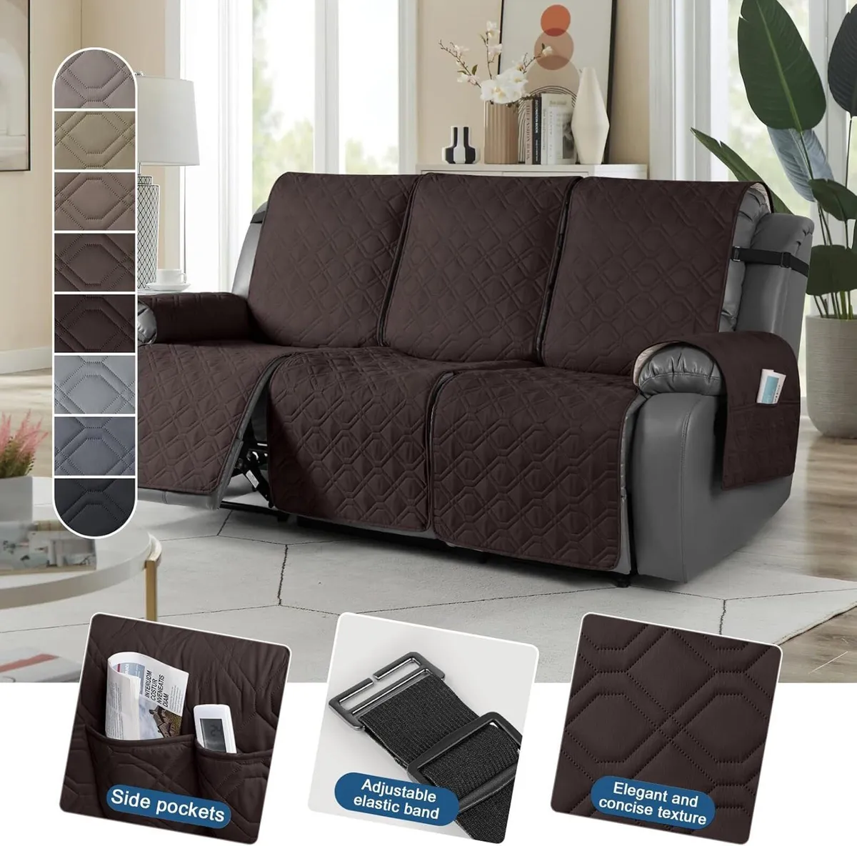 Recliner Slipcovers 3 Seater Covers Waterproof - Image 3